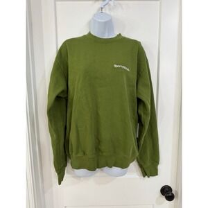 Sporty Rich Crewneck Sweatshirt Olive Green Small‎ Logo Athleisure Made in USA